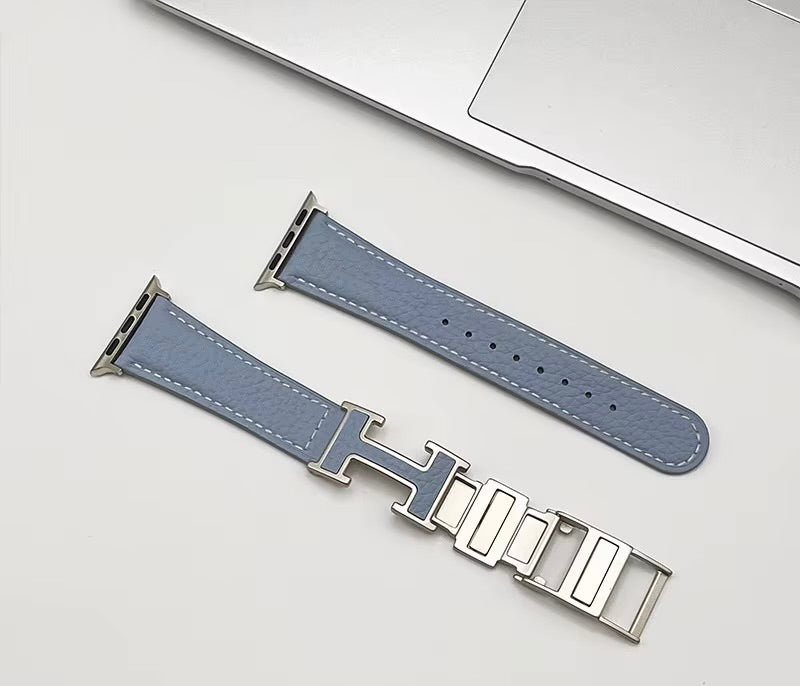 Luxury Magnetic Leather H Buckle Strap for Apple Watch Series 10/9/8/7/6/5/4/3 SE